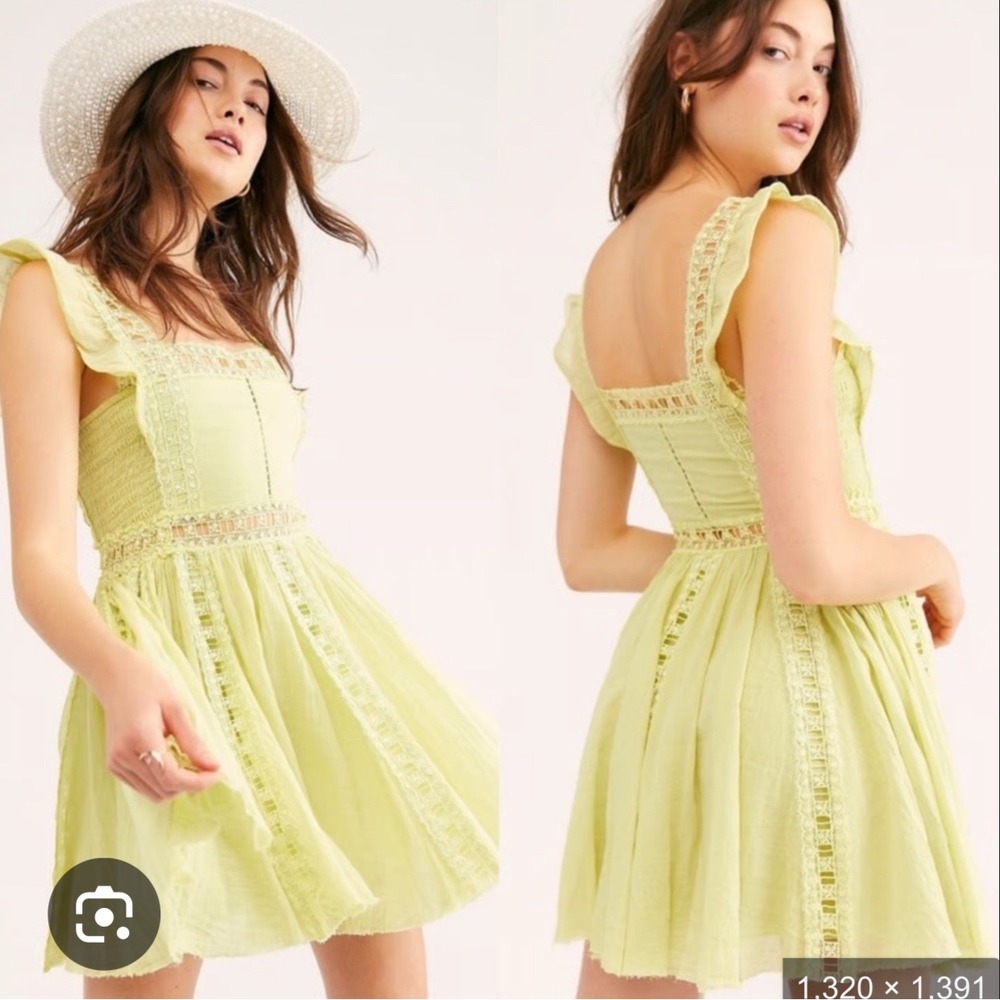 Free People One Verona Dress, yellow green !Size S
